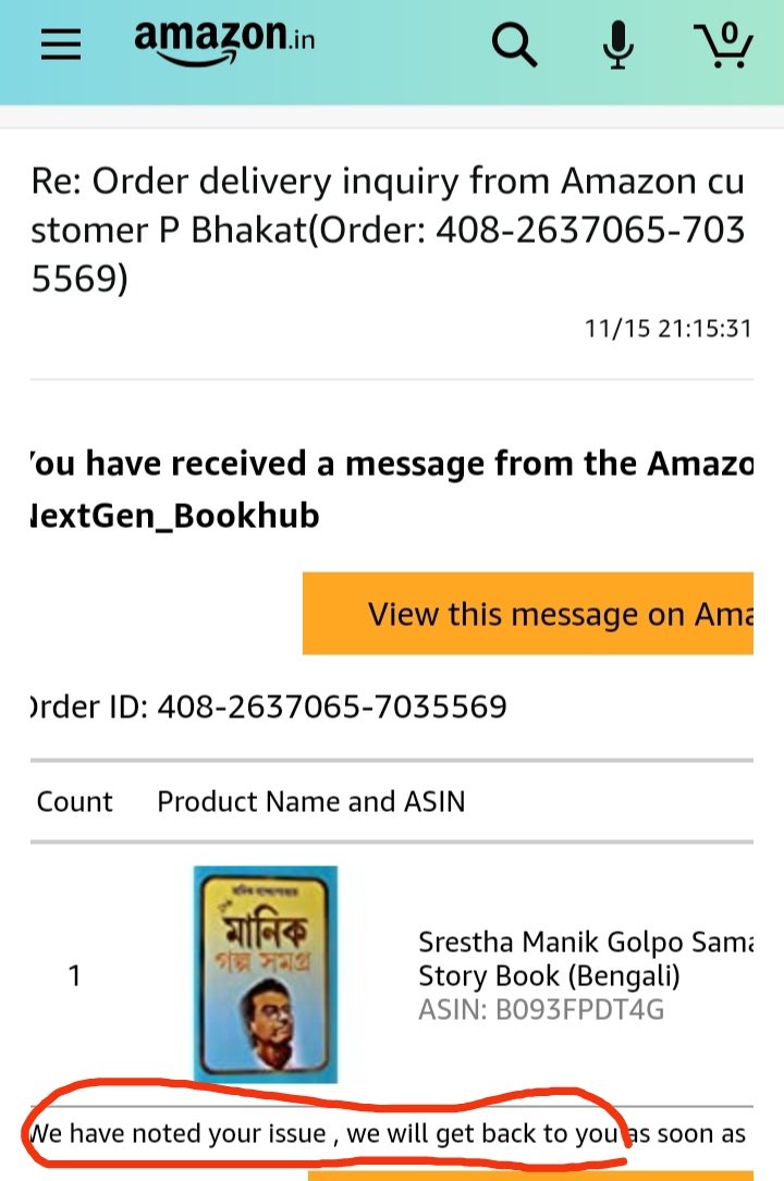 pbhakat's tweet photo. @s16naveens @amazonIN @mygovindia @narendramodi @PMOIndia @mannkibaat @JeffBezos @amazon #Amazon CHEATS. Seller NextGen_Bookhub telling same vague thing "noted" since 3.11.21. No REDRESS yet. Govt, watchdogs silent! Worrying. Tall talks in #MannKiBaat no step to protect us. @thecroindia @Consint_DG @SpeakUp_IN @cpimspeak @CAITIndia @INCIndia @SaketGokhale @UfterYou https://t.co/mO6SGvYn2V