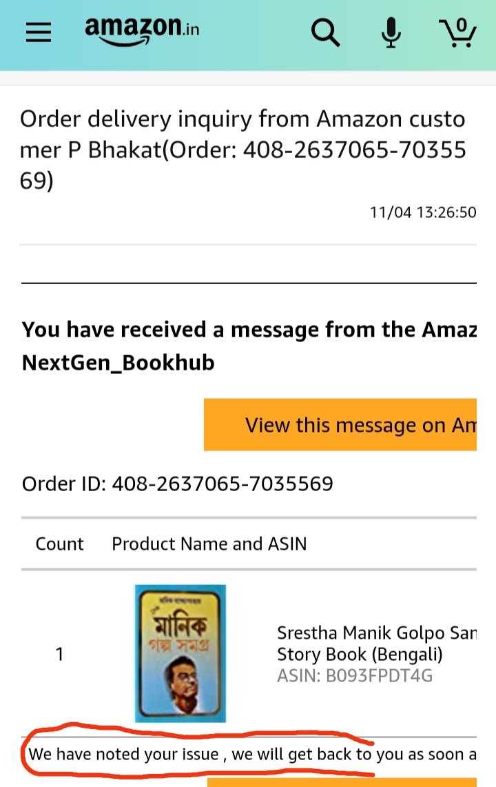 pbhakat's tweet photo. @s16naveens @amazonIN @mygovindia @narendramodi @PMOIndia @mannkibaat @JeffBezos @amazon #Amazon CHEATS. Seller NextGen_Bookhub telling same vague thing "noted" since 3.11.21. No REDRESS yet. Govt, watchdogs silent! Worrying. Tall talks in #MannKiBaat no step to protect us. @thecroindia @Consint_DG @SpeakUp_IN @cpimspeak @CAITIndia @INCIndia @SaketGokhale @UfterYou https://t.co/mO6SGvYn2V