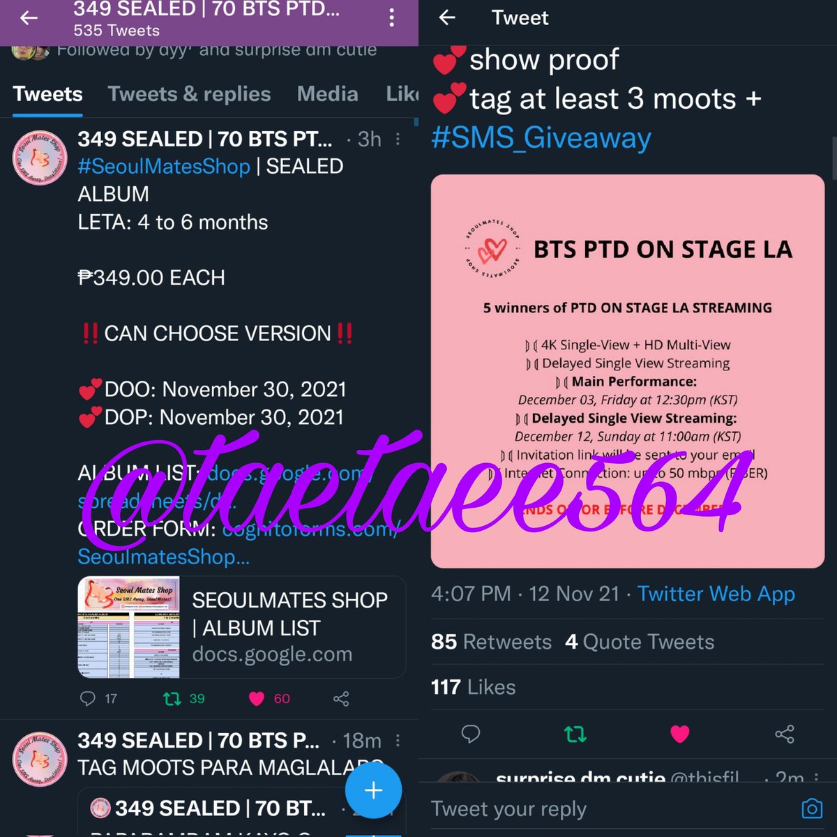 taetaee564's tweet photo. @shopseoulmates @btsismyhome01 
@ieannxa 
@tfibtsdraws 
#SMS_Giveaway thank you po 💜 https://t.co/7W86v9ozcf