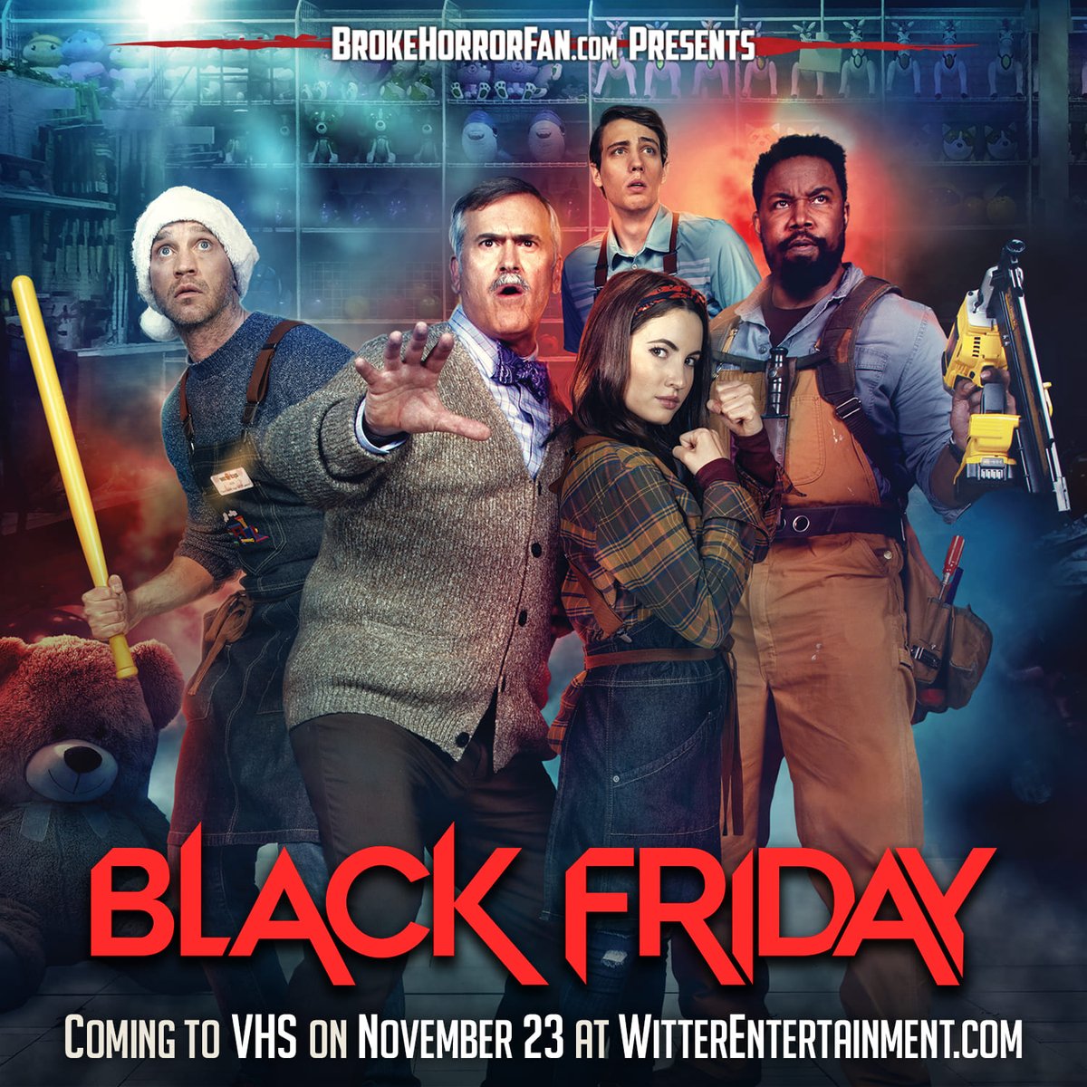 brokehorrorfan's tweet photo. Broke Horror Fan presents Black Friday on VHS!

Starring @DevonESawa, @ivanabaquero_, @RyanLee, @MichaelJaiWhite, &amp; @GroovyBruce!

On sale next Tuesday, November 23, at @WitterEnt.

Details: https://t.co/TdBb5SlAiL https://t.co/nUoc8ydL9K