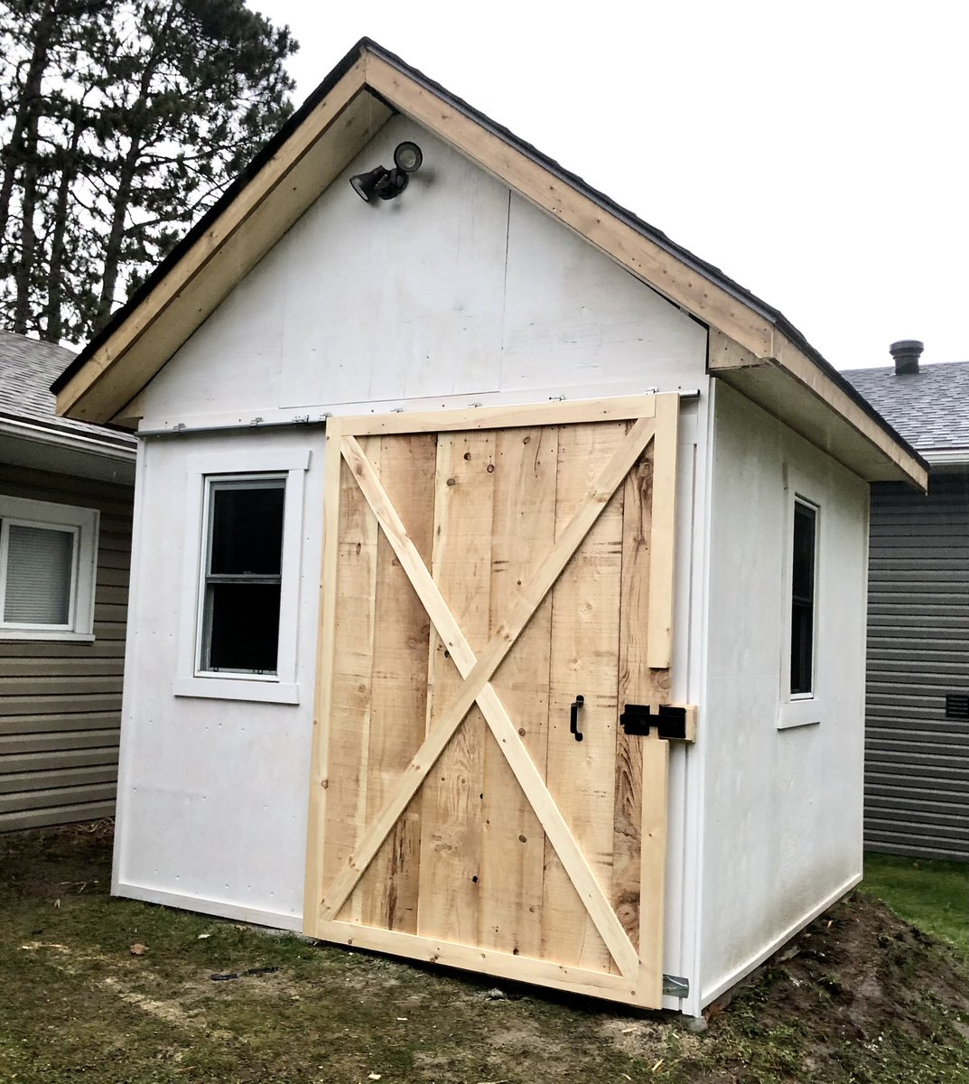 HuntHandi's tweet photo. Storage shed nearly finished - home of the happy lawn tractor https://t.co/FqAu8r7g9r