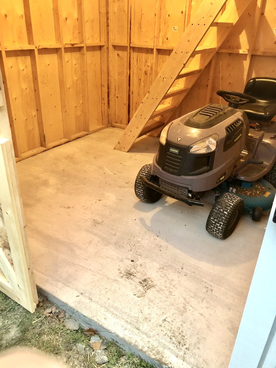 HuntHandi's tweet photo. Storage shed nearly finished - home of the happy lawn tractor https://t.co/FqAu8r7g9r