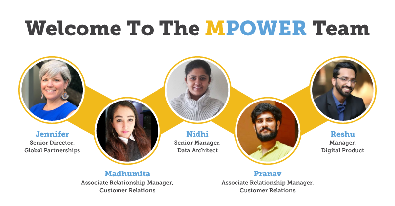 MPOWERfinancing's tweet photo. Welcome the newest members of #teamMPOWER! Say hello to Jennifer, Madhumita, Nidhi, Pranav, and @Reshubansal 👋🏼 Great to have them onboard 🥳 https://t.co/iB01FXSj13
