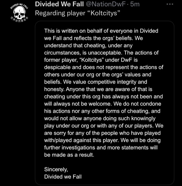 CompPlays_'s tweet photo. @DwFCod statement: https://t.co/qM1hqViOdW