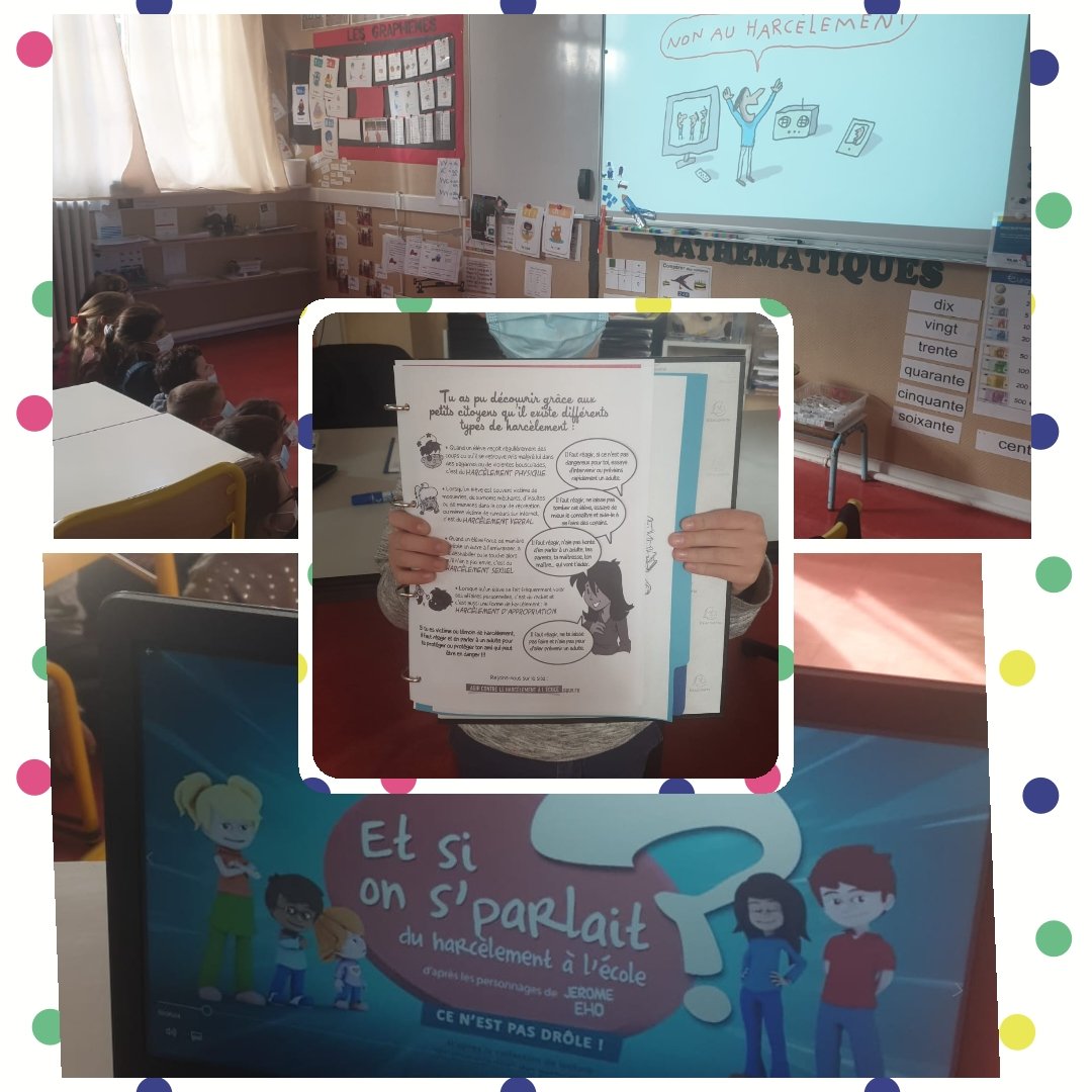 Journée #NonAuHarcèlement 
Sensibilisation dans toutes les classes pour savoir ce que c'est que le harcèlement et comment réagir 
#élèvesvimoutiers