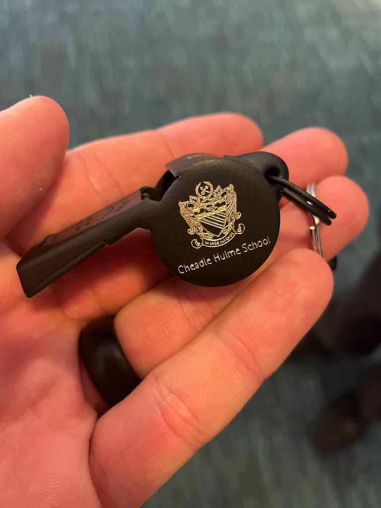 CHSJuniorSport's tweet photo. Thanks to @AcmeW this also arrived in time for #ArthurTheRef to officiate one of today’s games… have you ever seen a more beautiful whistle!?! https://t.co/r3vMXjHIdW