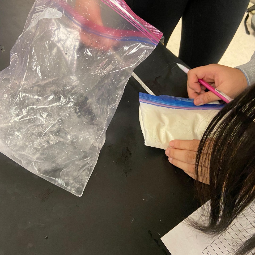 ReedsSpringHS's tweet image. The kids in Ms. Berry's made ice cream today to see the physical and chemical changes that happens when making ice cream with just milk, half and half, sugar, ice, and salt. #WolvesAtWork #AcademicExcellence #FrozenFriday #ScienceYouCanEat @addisonnicloe19