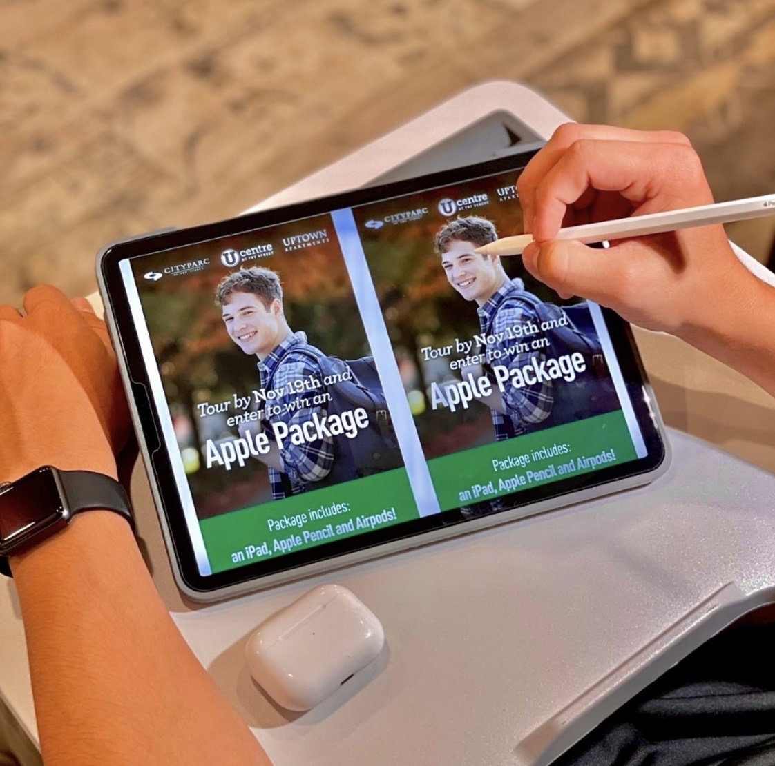 CityParcDenton's tweet photo. Today is the LAST day to be entered to win an Apple Package 🍎📲 Stop by City Parc, Uptown, or UCentre for a tour! 

#tour #apple https://t.co/HNM3DcVGHb