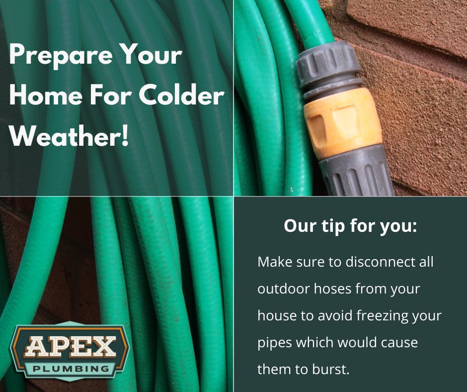 The weather is cooling down, and your home needs to be prepared! Here's our tip for you: Unhook ALL water hoses from your home to avoid frozen and/or burst pipes.