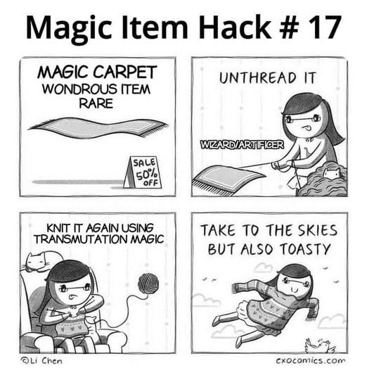 GametoGrow's tweet photo. #dnd players can be very creative! GMs of Twitter, when have you bent the rules to support player enthusiasm?
#rpg #askagm 
(h/t @Exocomics!) https://t.co/iYrCm4oKYp