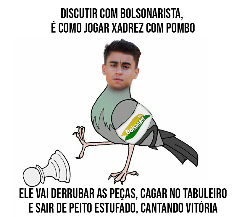 discutir com petista é igual jogar xadrez com pombo lobão