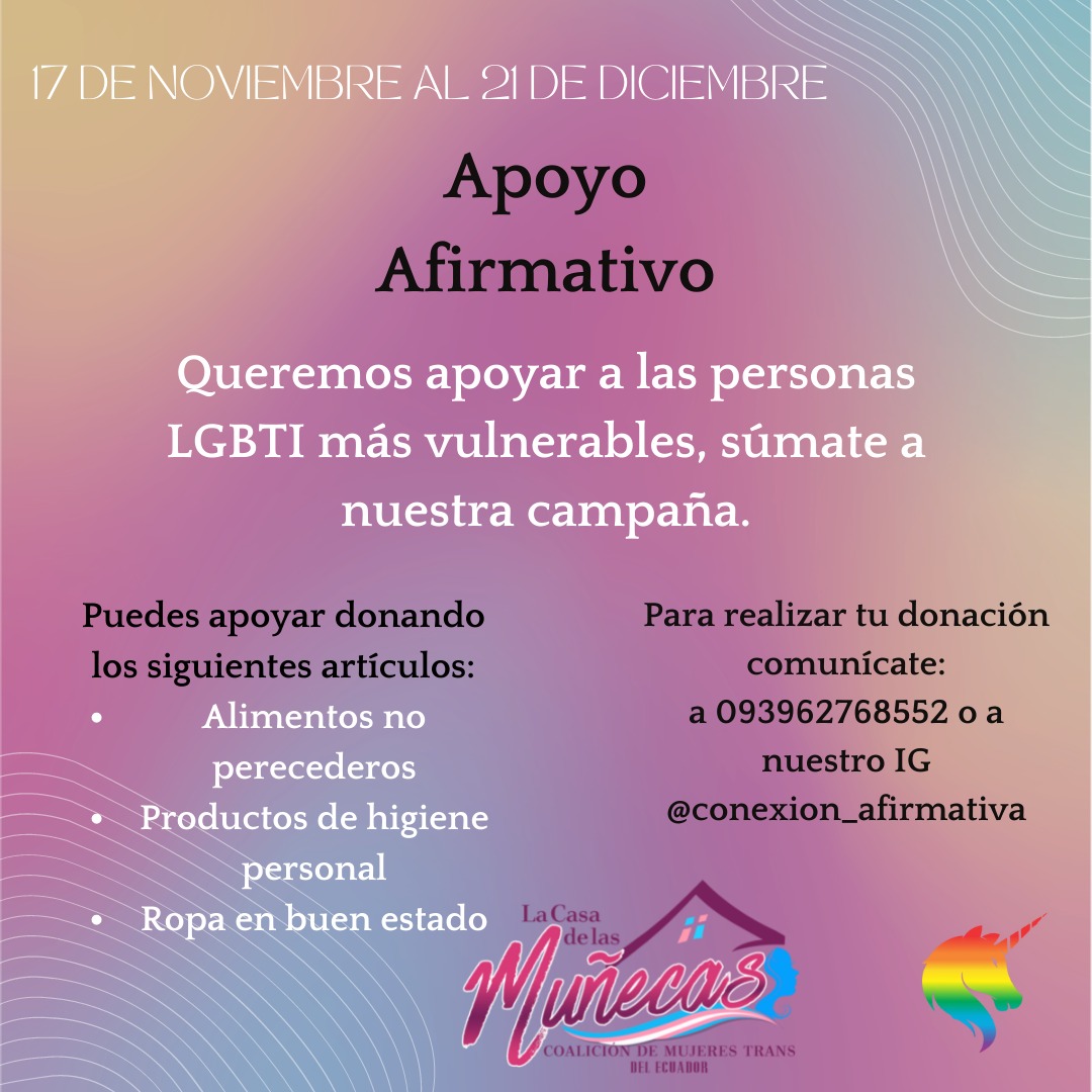 CasaDeMunecasEC's tweet photo. Sumate a esta campaña y ayúdanos a seguir ayudando. Gracias a Conexión Afirmativa por la iniciativa. ❤
@banano59 @Mariasolecita @DialogoDiverso @danomanzano @DianaIMaldonado @silvitabuendia @turcacat @mpihuavenacif @Ivanna1904 @CynthiaViteri6 @DASEAlcaldiaGye @inspiramujergye https://t.co/N2Hdo6H5qd
