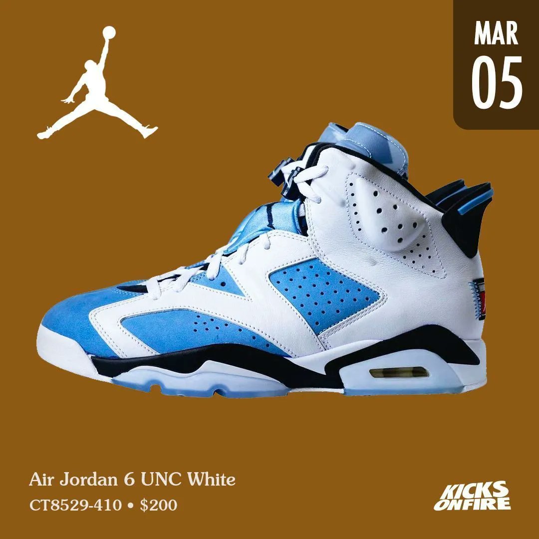 kicksonfire's tweet photo. So cold ❄️  Y'all copping the Air Jordan 6 UNC White? https://t.co/mokls5zFDb