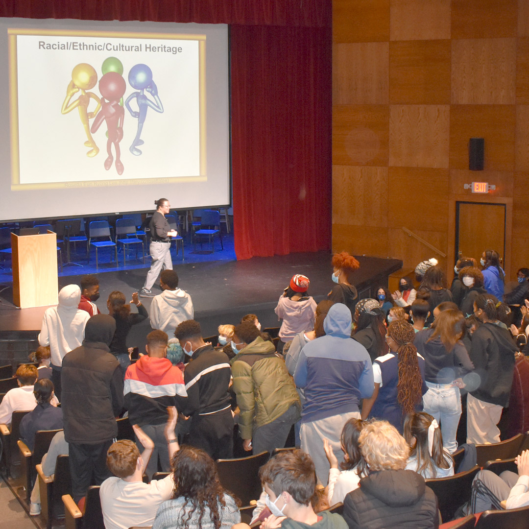 Diversity speaker and trainer Rosetta Lee spoke at Paideia high school during  A Day of Dialogue, a day-long program where students discussed issues involving diversity, equity, and inclusion.