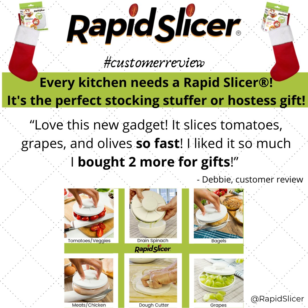 Cooks really do love toys, too! The Rapid Slicer® is the versatile prep tool that anyone who spends time in the kitchen will love! 🍅🍇🍓🌿🍤🍗🥯 
Check it out at rapidslicer.com!
.
.
#stockingstuffer #hostessgift #hostgift #holiday