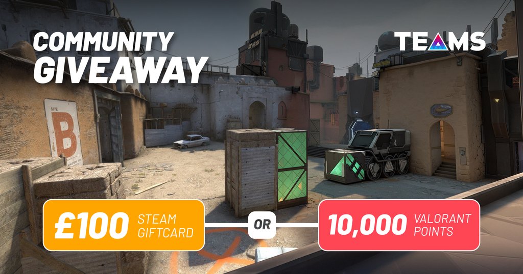 TEAMS_gg's tweet image. 🥳 GIVEAWAY 🥳 

To say thank you and to give back to our growing community we’re giving away a £100 Steam gift card or 10,000 VALORANT points (your choice).

Enter here: gleam.io/5KVJG/teamsgg-…

🕕 Ends 11th Dec 
🍗 Winner announced here on 12th Dec

GL! &amp;lt;3