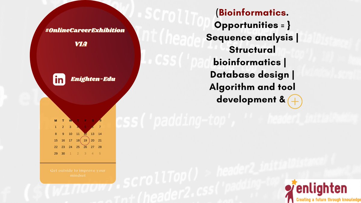 en_lightenedu's tweet photo. #RecapAndRestItsFriday
#OnlineCareerExhibition
We welcome you Enlightens! To the world of Bioinformatics via its #CareerProfile
See #FridayBlogPost (https://t.co/33c5Z43kim)
#RecapAndRestItsFriday #OnlineCareerExhibition #EnlightenEdu #ELearning #FridayBlogPost #CareerDay https://t.co/Feqo7DDO0c