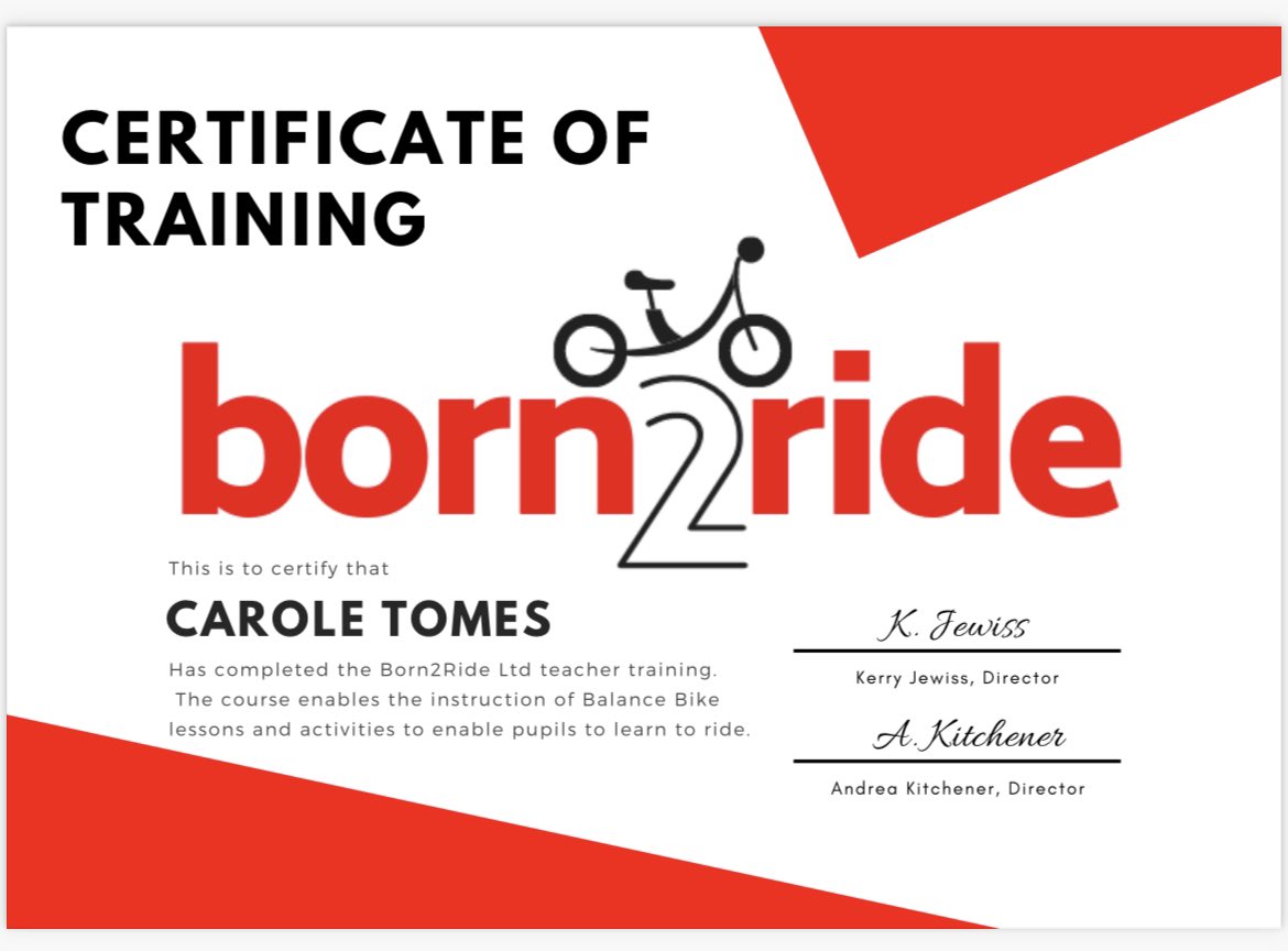 PebworthFirstPE's tweet photo. Very excited to announce that @PebworthSchool is going to be running the born 2 ride scheme. Congratulations to Mrs T for passing the instructor training. https://t.co/5L65O36W2E