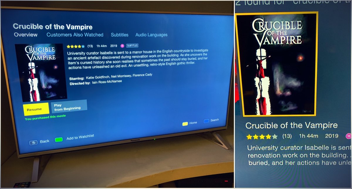 GhostDogFilms's tweet photo. Delighted to see our film 'Crucible of the Vampire' up on #AmazonPrime An unsettling retro-style gothic horror featuring @katiegoldfinch & #NeilMorrissey #gothichorror #vampires https://t.co/zuZtmDH7OV