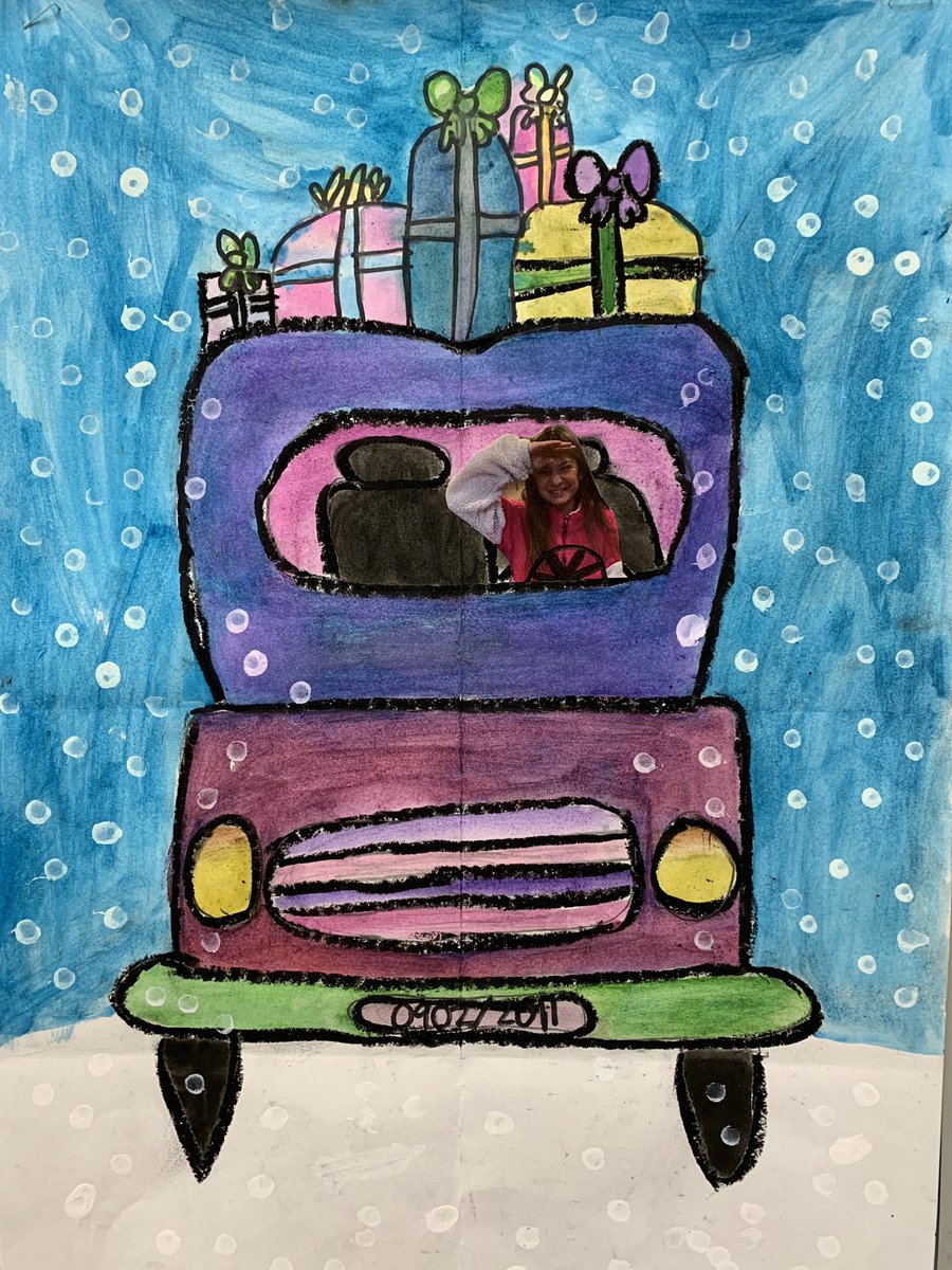 MrsMelMoon's tweet photo. Who let these crazy kids get behind the wheel in this crazy winter weather?! ❄️ Our @kinsner4thgrade students made these beautiful creations this week! #WeAreStrongsville #KinsnerElementary #ArtTeacher https://t.co/sKakjmXszA