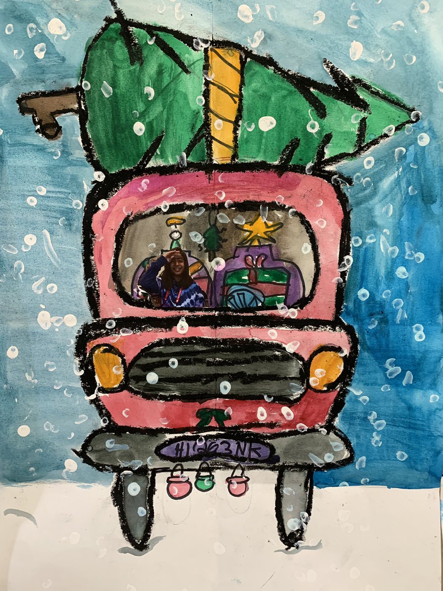MrsMelMoon's tweet photo. Who let these crazy kids get behind the wheel in this crazy winter weather?! ❄️ Our @kinsner4thgrade students made these beautiful creations this week! #WeAreStrongsville #KinsnerElementary #ArtTeacher https://t.co/sKakjmXszA