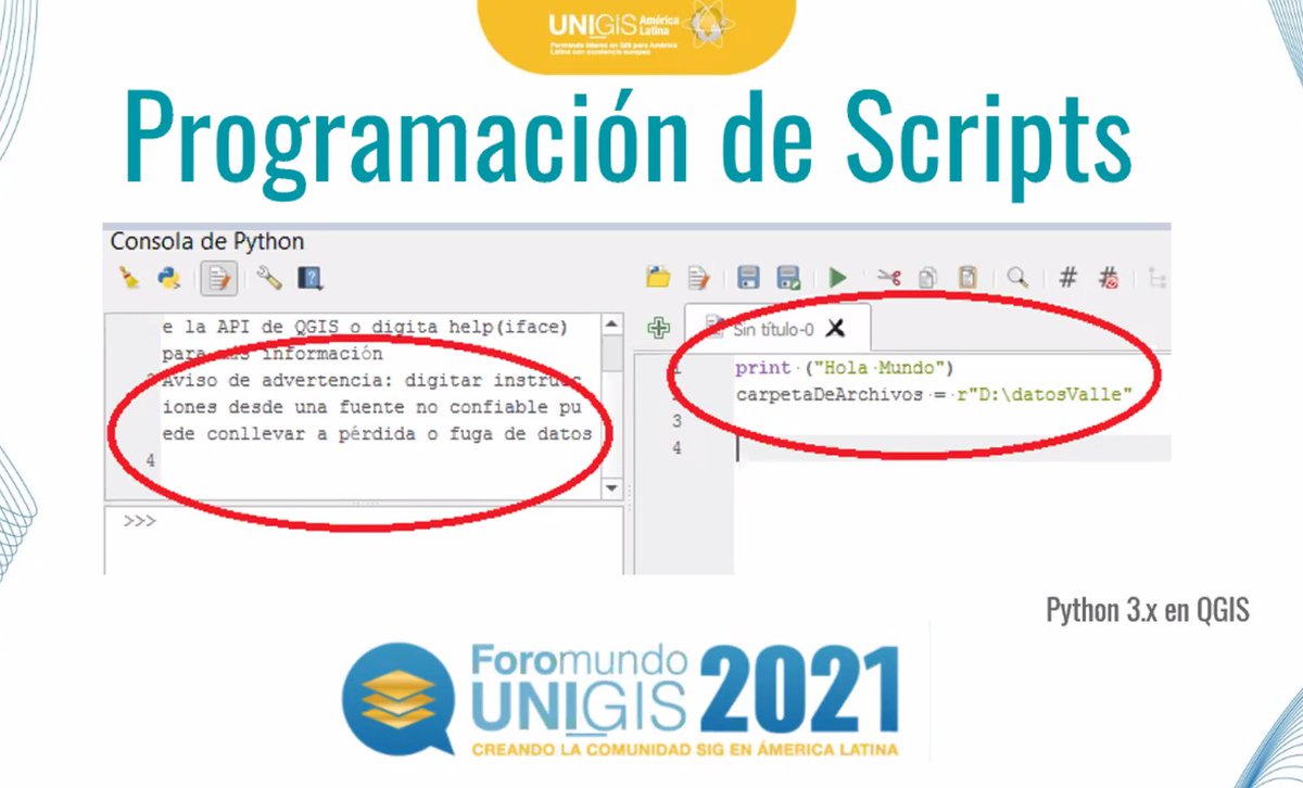 leozurita's tweet photo. Experto en #Python4GIS, @AntonioPantojaC de @copandes y profesor de @UnigisALatina, comparte su conocimiento creando scripts en varios editores en el #Foromundo 2021 https://t.co/p0WeV8Wz5c
