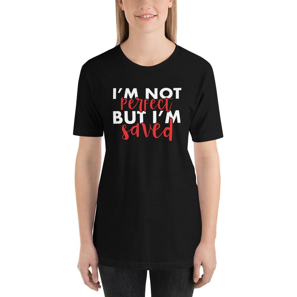 TeesEternal's tweet photo. 😍 Christian Shirt I'm Not Perfect But I'm Saved Jesus Shirt Short-Sleeve Unisex... 😍 
by #EternalTees starting at $24.99. 
Shop now 👉👉 https://t.co/XXVUdGR0Zg • #christianapparel #blackowned https://t.co/aXKRs7Ylj8