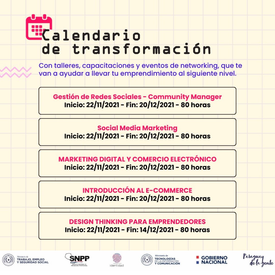 Miticpy's tweet image. 💻¡Nuevos cursos disponibles!
Bienvenidos al Programa &quot;Digitaliza-T&quot;

Transformación Digital para emprendedores.

Iniciamos los primeros cursos en línea de este programa el lunes 22 de noviembre. 

➡️Link de inscripción: forms.gle/ekrYG8CYh8VGZb…