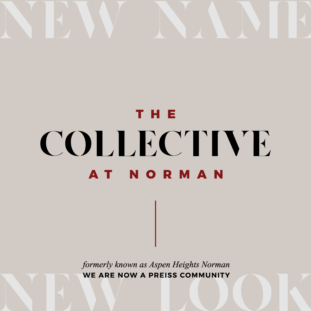CollectiveOU's tweet photo. Introducing The Collective at Norman! 

Formerly known as Aspen Heights Norman, we now answer to The Collective!  Same stellar community, same friendly staff; but with a new name, look, and management!

Got questions? Email us at collectivenorman@tpco.com! https://t.co/m4sW8YRwSa