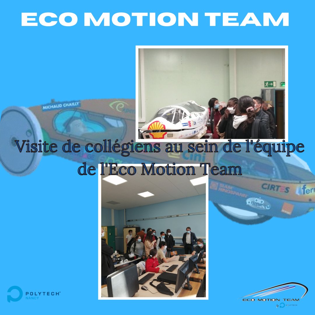 Des collégiens de Vandoeuvre sont venus visiter @PolytechNancy et ils sont passés voir l'équipe de l'Eco Motion Team ! 
Une petite visite de notre atelier s'impose !
