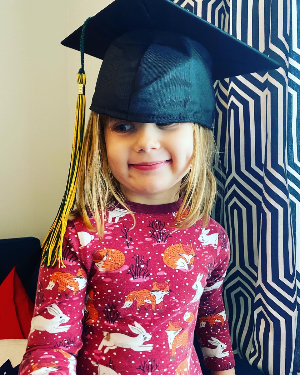 Convocation day! Makeup and hair done, but also sweats because COVID.  <a href="/EICSCatholic/">Elk Island Catholic Schools</a> <a href="/UAlbertaEd/">University of Alberta Faculty of Education</a>