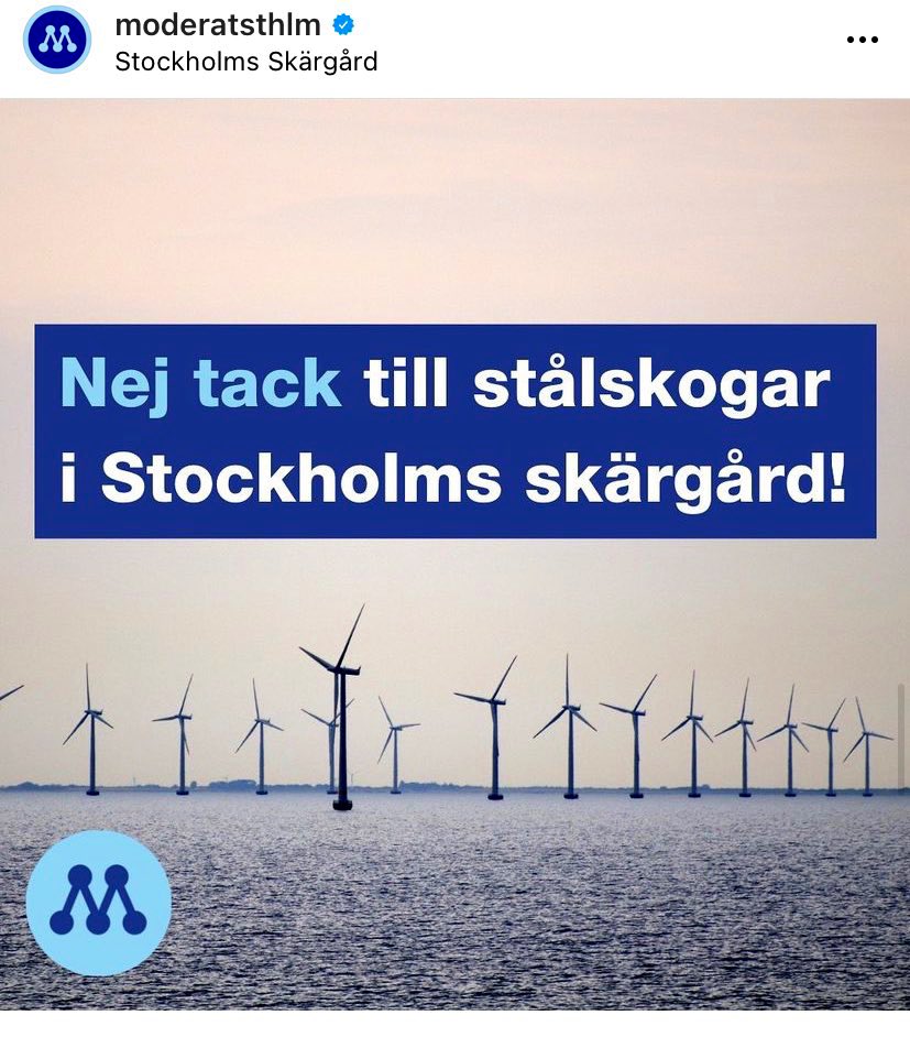 Ett privat företag vill satsa mångmiljardbelopp i ny elproduktion i havet långt utanför kusten i Stockholm, vilket skulle ge nästan lika mycket el som hela Forsmark. 

”Sveriges gröna höger” ger då följande besked till näringslivet som vill investera i klimatomställningen: