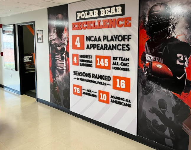 coachDeanPaul's tweet photo. We are grateful for our alumni. The generosity of Bill Stull ('66) allowed us to create a new display in the office suite. Special thanks to @ohionorthern communications &amp; marketing for their help w/ the design. Now it's time to get back to work and add to the tradition. https://t.co/N4ng9zr2IP