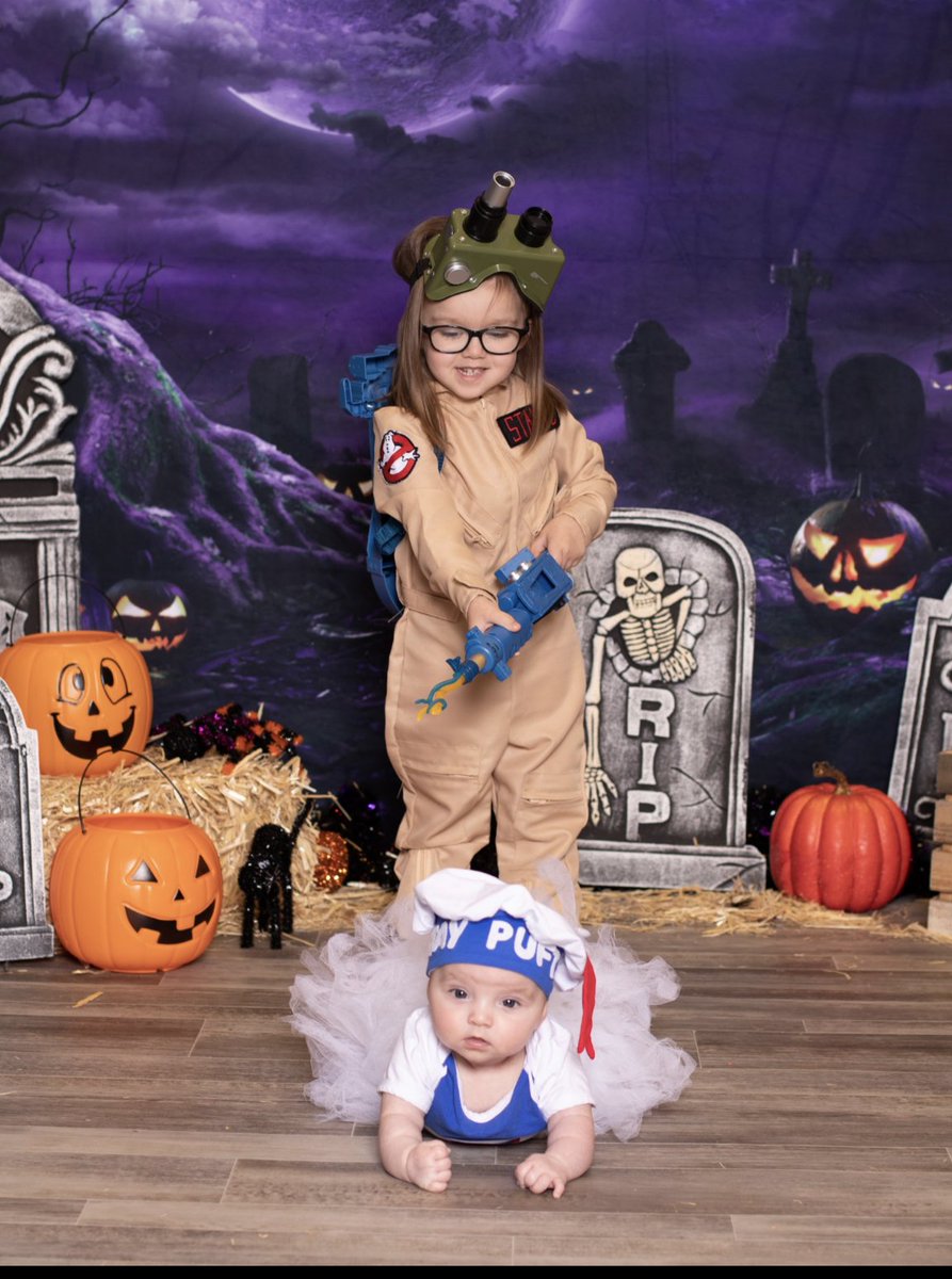 deannalu's tweet photo. Coming out of Twitter hiding after 6 years to show off my Ghostbusting kiddos. @Ghostbusters is my oldest's favorite movie - she's showing the new arrival the ropes. @DrinkHiC bring back the Ecto Cooler so they can experience the magic too! https://t.co/OdjJAPzRtG