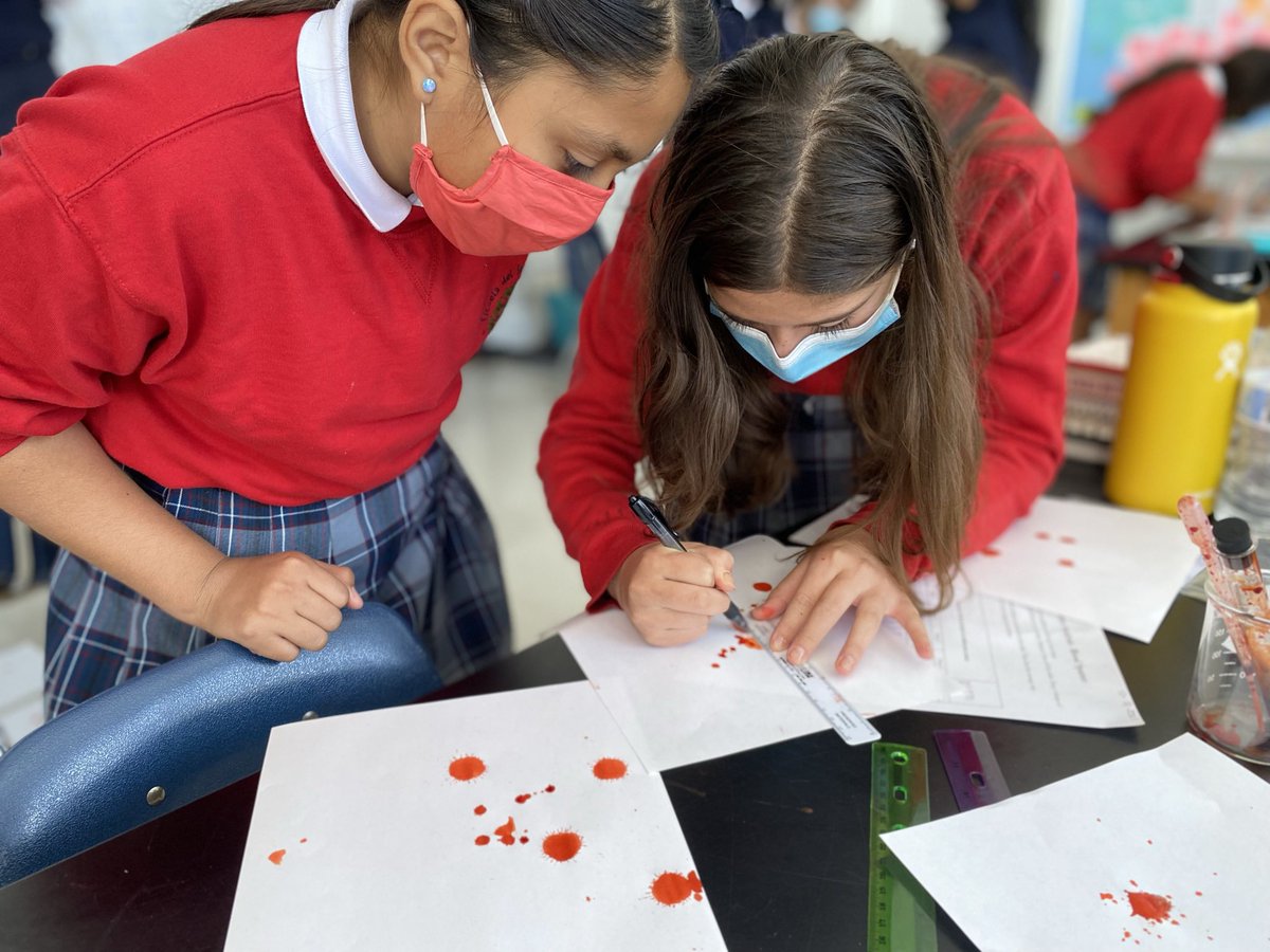FisherRiana's tweet photo. Our 7th grade forensic scientists have been looking closely, making connections, & reasoning with evidence to uncover the mystery behind our mock crime scene #CCAinvestigates https://t.co/ePzTtoZs0T