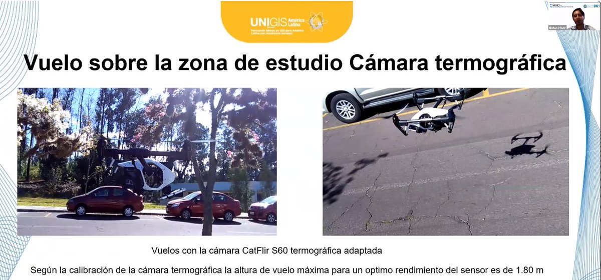 leozurita's tweet photo. La evaluación superficial del pavimento mediante un sensor termográfico adaptado a un drone es un tema aplicado de interés e importancia, compartido por Marlón Yánez de @cepeige_ec en #Foromundo 2021 de @UnigisALatina https://t.co/0QV9mlCT6Z