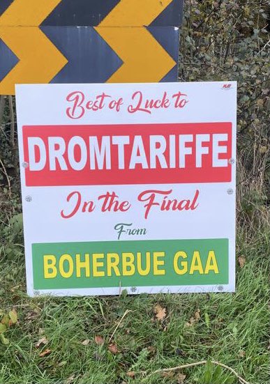 Best of luck to <a href="/DromtarriffeGAA/">Dromtarriffe GAA</a> 2moro in <a href="/OfficialCorkGAA/">Cork GAA</a> Co. JAHC Final.
What a journey its been for the Club since joining the Junior A ranks.
All the best to our Club Members who are part of the panel &amp; hope to see a huge crowd from the locality in support!