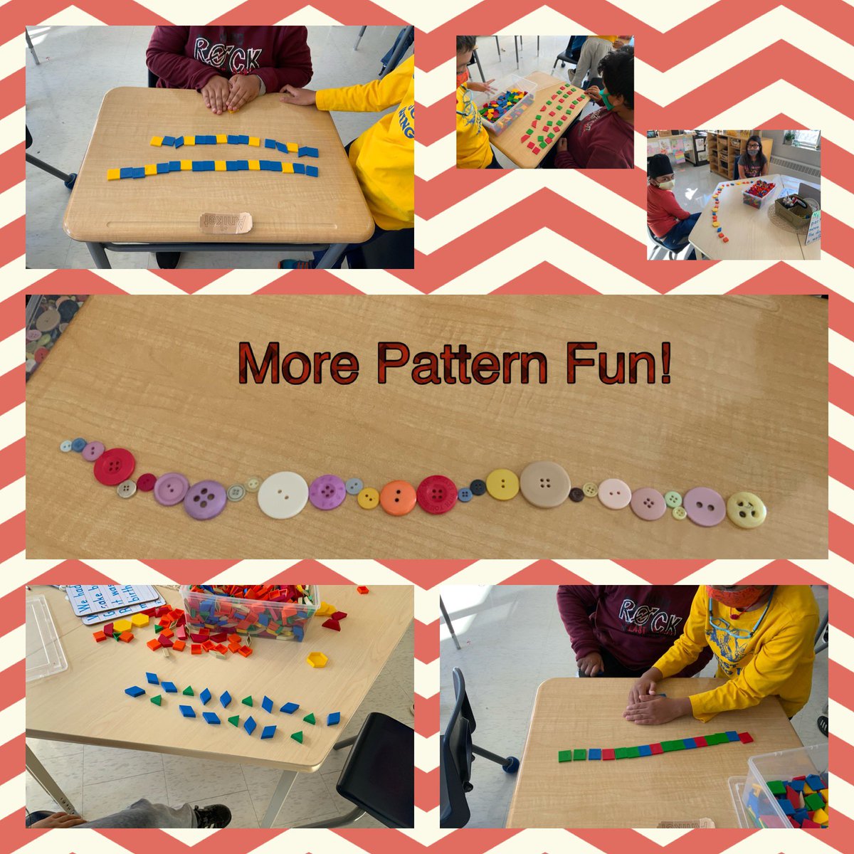 taggart_heather's tweet image. Today, we have had lots of fun with our partners making different patterns using a variety of materials.  We are going to be amazing pattern experts!  Stay tune for more pattern fun next week!  #PatternFun  #PatternRulesandAttributes  @BerylFordPS