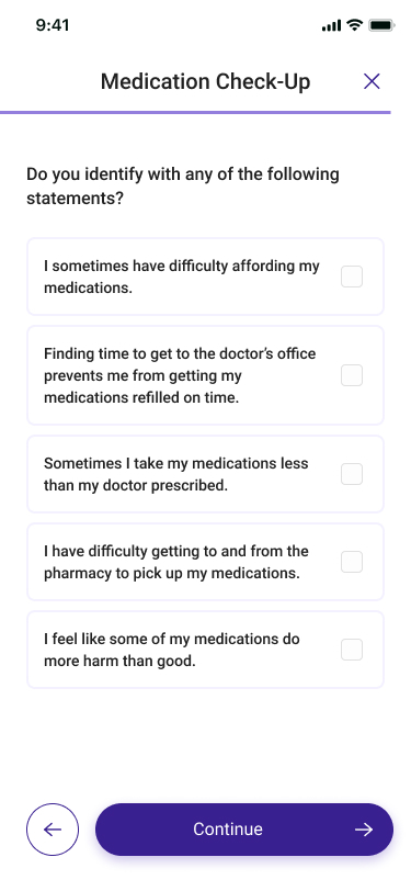 To deliver a better medication experience we need to account for daily life
It's why we built SDoH into our member app &amp; engagement model
During member onboarding we ask the below Qs
This SDoH context is stored in our member CRM for Med Guides as an input to every interaction