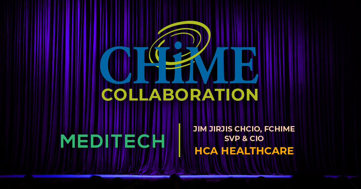 MEDITECH's tweet photo. The College of Healthcare Information Management Executives @CIOCHIME recently selected @HCAhealthcare (Nashville, TN) and MEDITECH as this year’s recipients of the distinguished CHIME Collaboration Award. Learn more about this recognition! https://t.co/fsqhBCkqkO #HealthIT https://t.co/pcgWygjafa