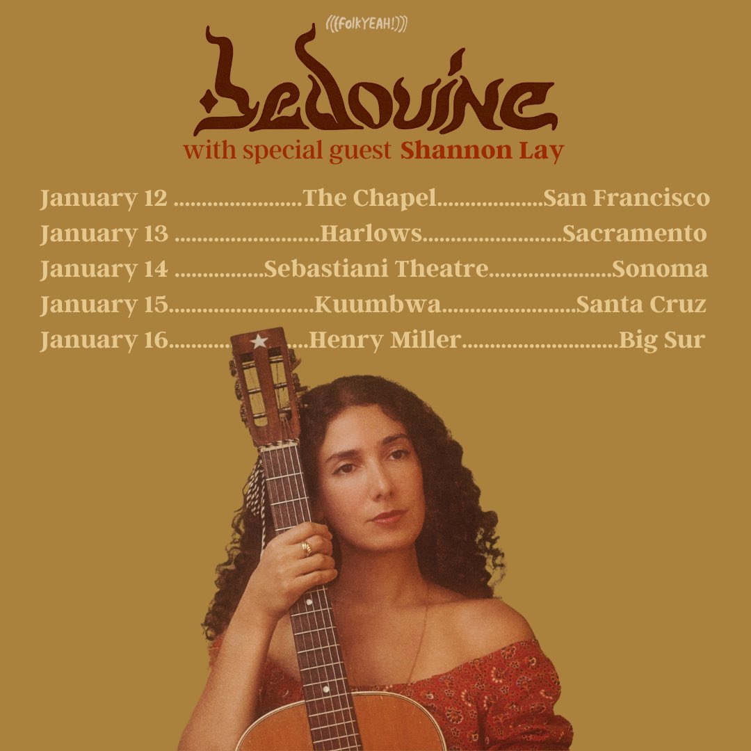 Announcing a brisk jaunt up the west coast! With very special guest <a href="/ShannonLayMusic/">Shannon Lay</a> 
Ticks in link starting 10am PST 🤎
bedouinemusic.com/tour