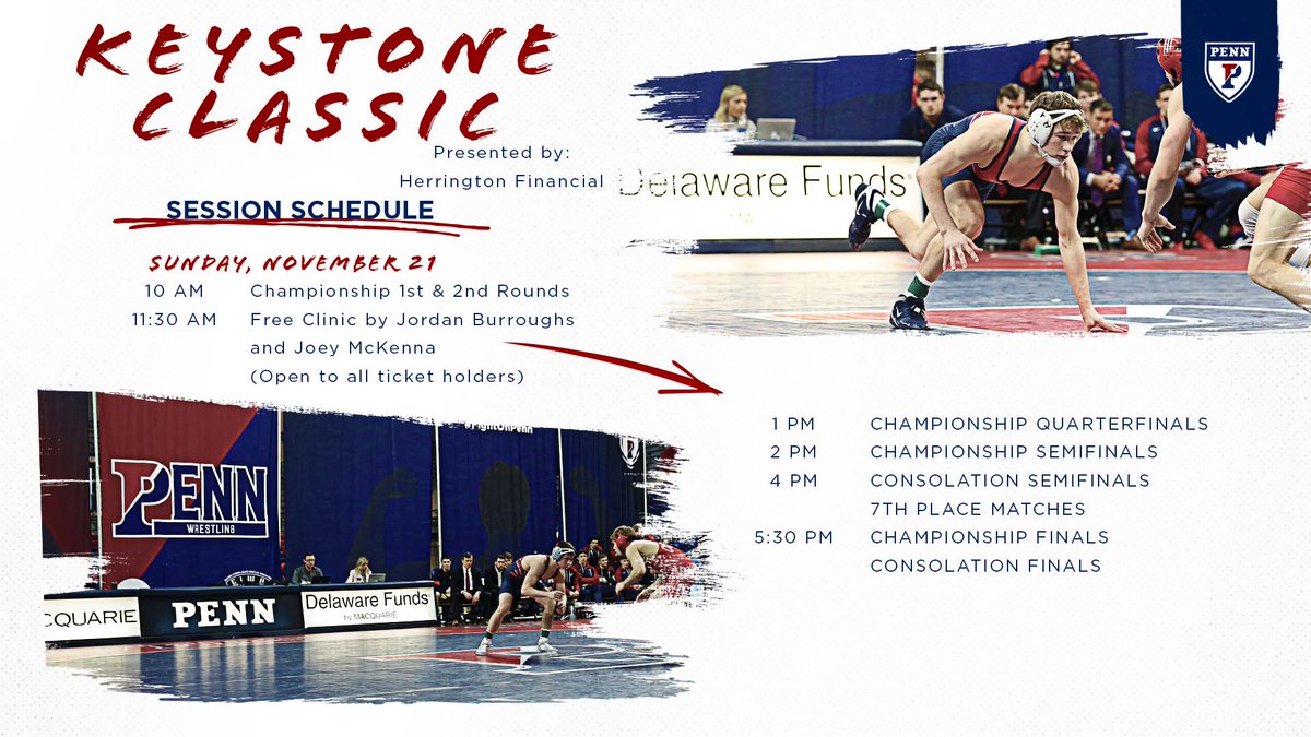 The Keystone Classic: Presented by Herrington Financial is this Sunday! 

Here is the schedule!

🎟️bit.ly/3aq9Fun

#TheMovement | #FightOnPenn 🔴🔵