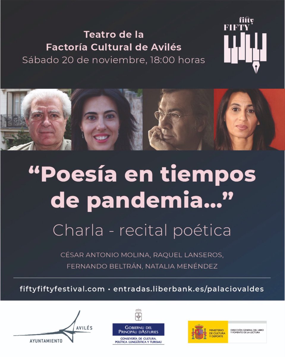 Qué gran plan Asturias + Poesía + Jazz. Lo hará posible el Fifty-Fifty Festival en el Teatro de la Factoría Cultural de Avilés mañana 20 de noviembre a las 18:00.