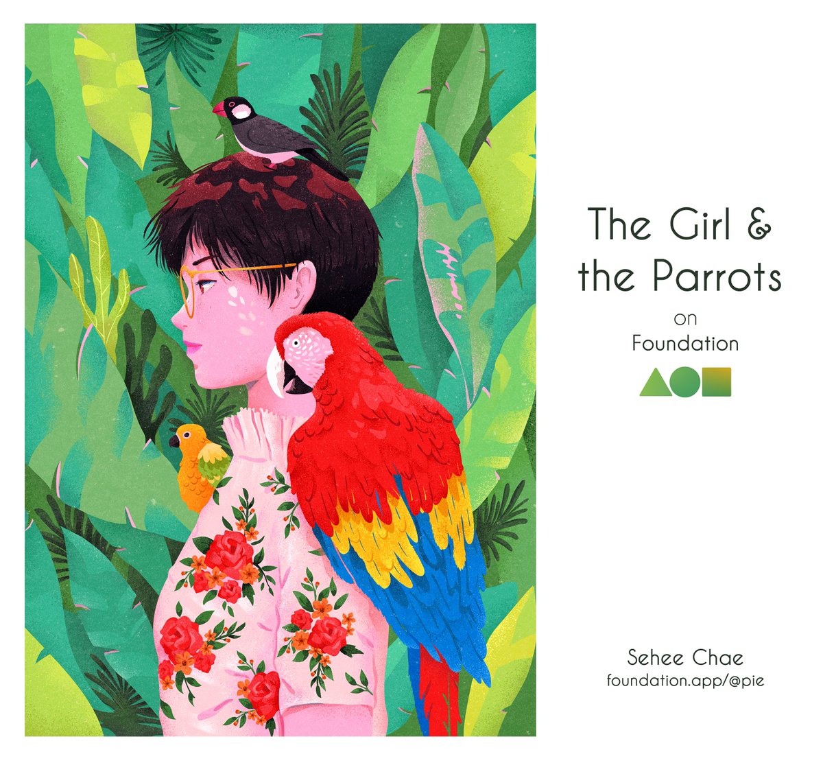 pie_illust's tweet photo. ✨The Girl and the Parrots✨on 🔼⏺️⏹️
@withFND This is my second drop in foundation!

This is also one of my favorite works. When I visited a cafe with a parrot, I was very impressed and worked on it. It is currently available at Foundation☺���
https://t.co/6n3Y5SbTYA

#NFTdrops https://t.co/4wFibDARoE