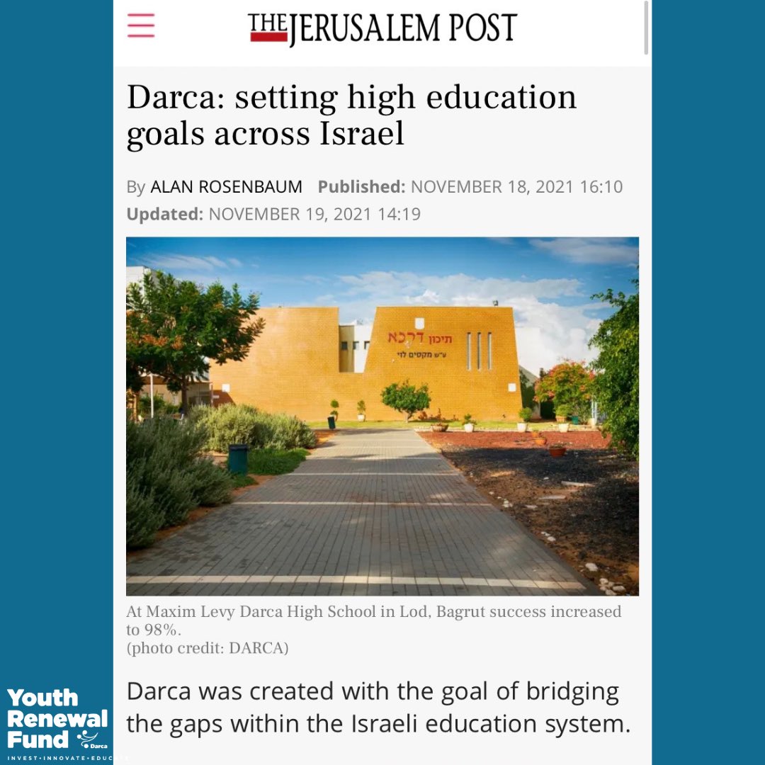 YRFDarca's tweet photo. Is there a secret sauce for education?
In an article that reviews the achievements of the Darca Network during the first decade of activity, the Jerusalem Post reveals the secrets to our success. Read this article: 

https://t.co/uE8l52nbwZ https://t.co/tWNRIrLK5U