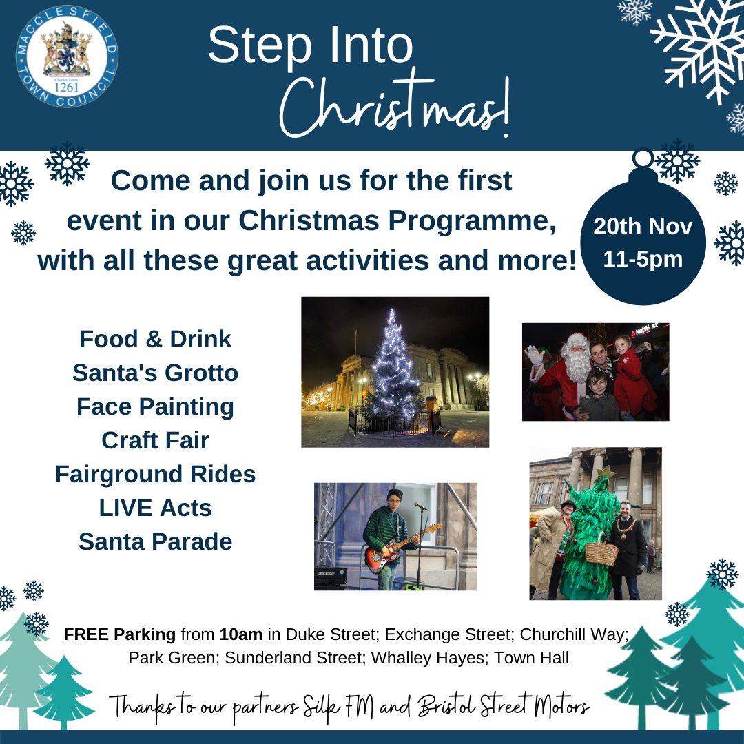 MacclesfieldTC's tweet image. FREE parking from 10am in 7 town centre car parks today.  Take advantage &amp;amp; support your local high street!

As well as visiting us in Market Place of course  😉

#MacclesfieldBetterTogether #StepIntoChristmas  #SupportLocalMacc #BuyLocalMacc #SayHiToTheHighStreet #Macclesfield