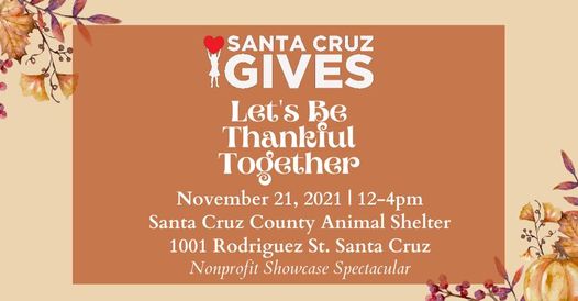 Join #SantaCruzGives at #SantaCruzCountyAnimalShelter for fun in the sun! Food from Areperia 831 and Ava Grace Trio will perform—it's also a chance to meet many of the nonprofit groups dedicated to making our county so wonderful. Cuddling with adoptable dogs is of course welcome!