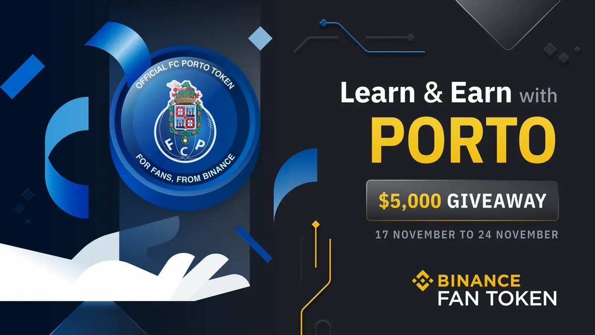 It's time for lesson two of the #BinanceLearnAndEarn with <a href="/FCPorto/">FC Porto</a>. 

Today, you'll need to brush up on your FC Porto knowledge.

Start here ➡️ fcporto.pt/en

5 days left until the quiz! ⌛