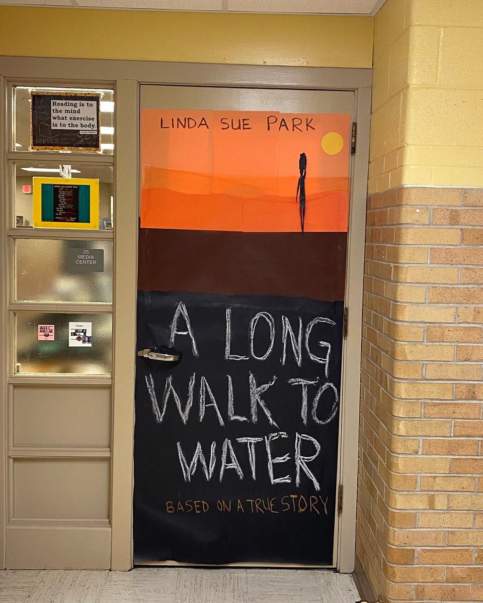 LisaZortman's tweet photo. My library secretary takes my vision and implements it. This was for our “favorite book door decorating contest”! @LindaSuePark #twaintigers #iccsdlibs https://t.co/7aA9ZzTIMB