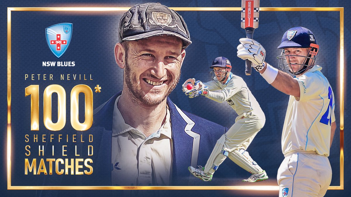 CricketNSWMen's tweet image. Congratulations to NSW wicket-keeper Peter Nevill on 100 Sheffield Shield appearances for the Blues. Nevill is just the fourth player to reach the milestone